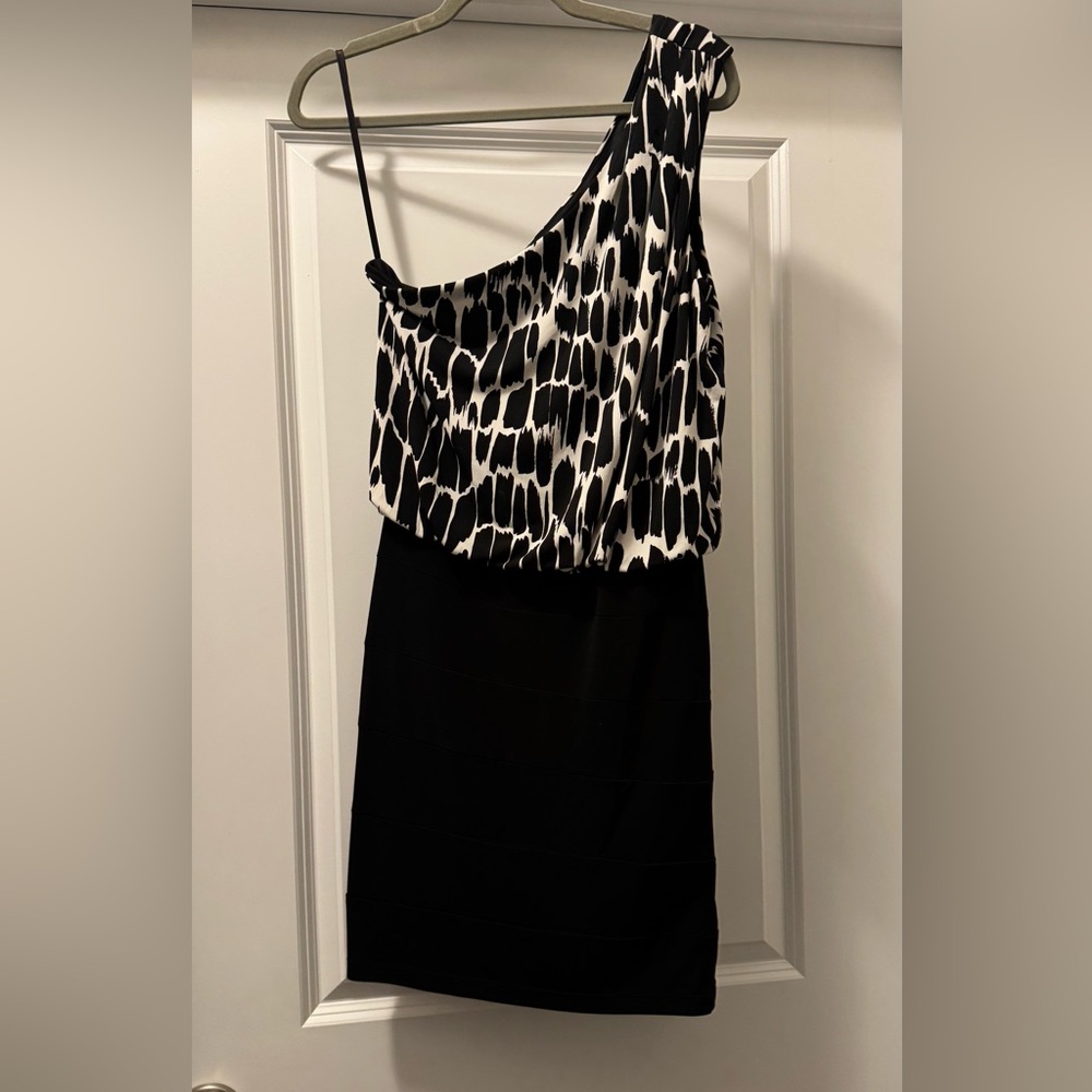 City Triangles Monochrome Asymmetrical Dress
